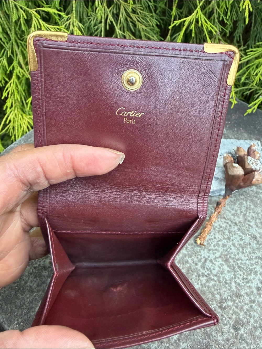 Cartier Must de Cartier Burgundy Leather Coin Purse Wallet Vintage - Picture 3 of 7